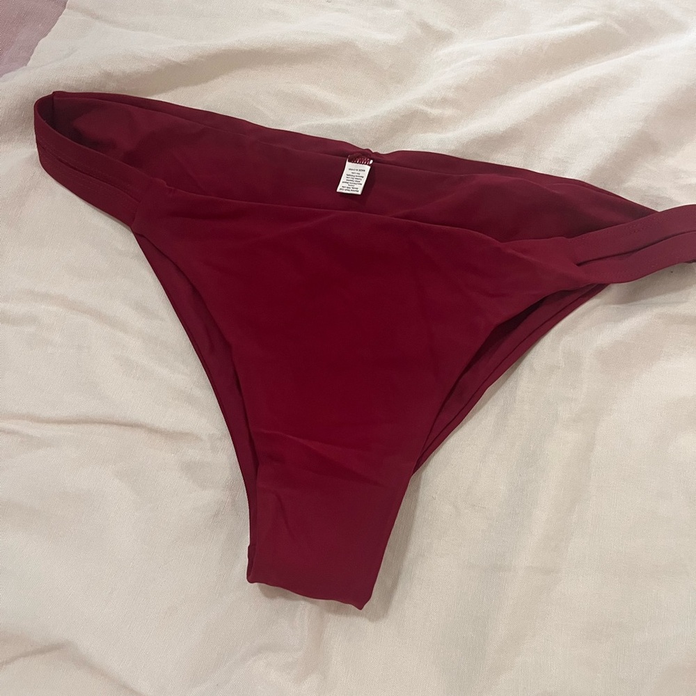 Burgundy Bikini Bottom - Solid Minimal Swimwear